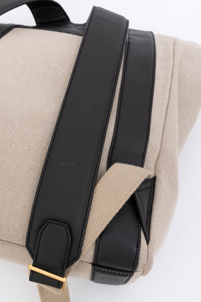 Oroton Natural Linen and Black Leather BackPack