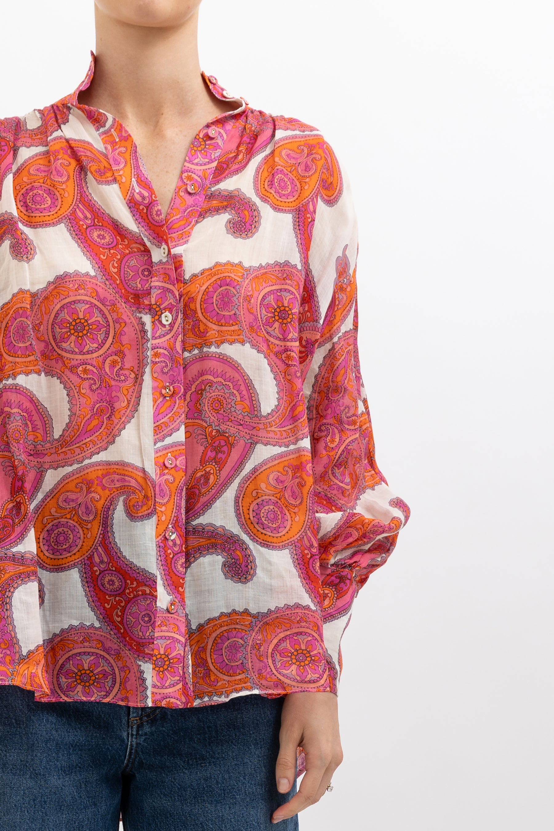 Paisley Mock Neck Blouse