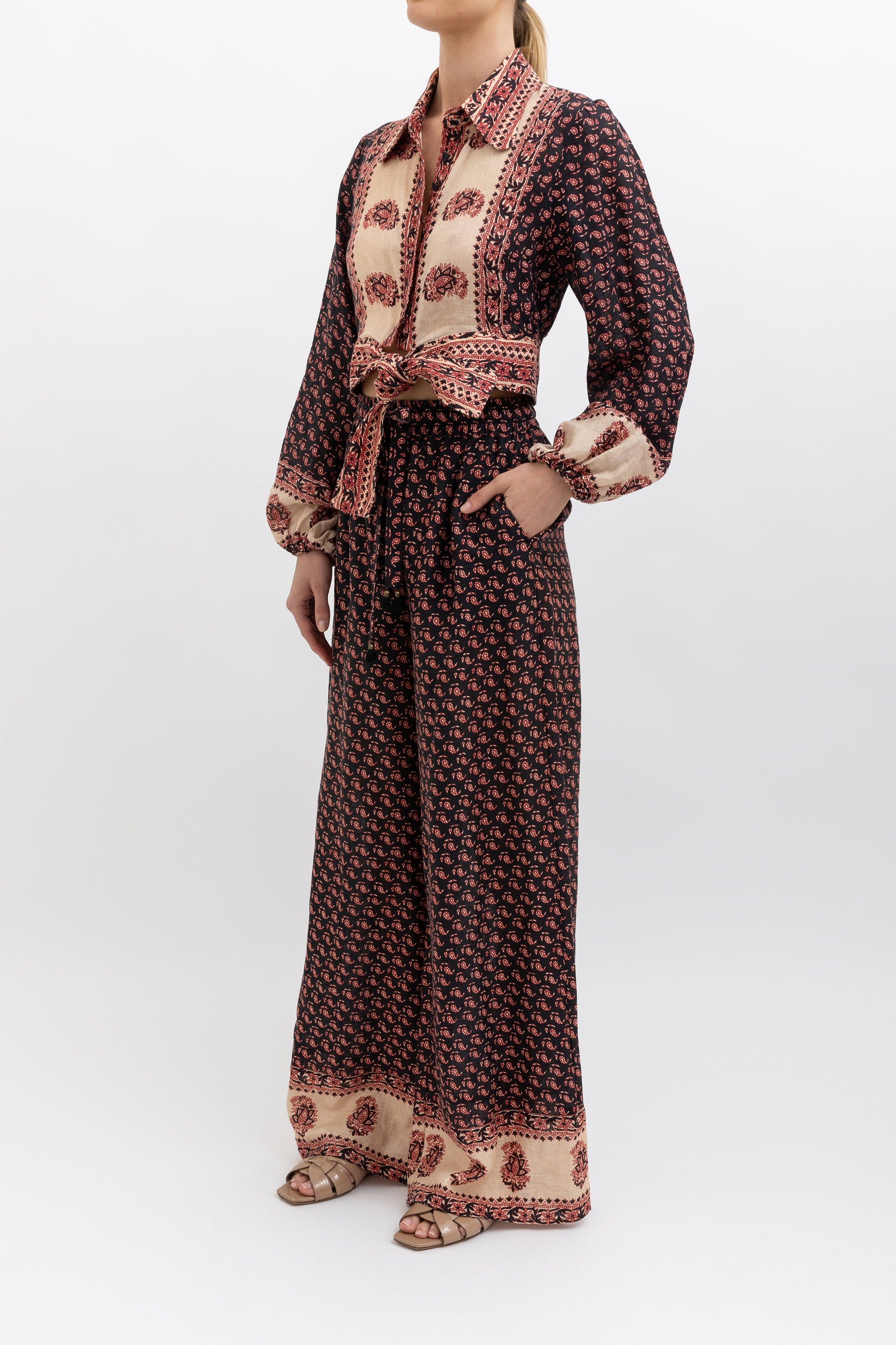 Jaya Tie-Front Shirt and Pant Set