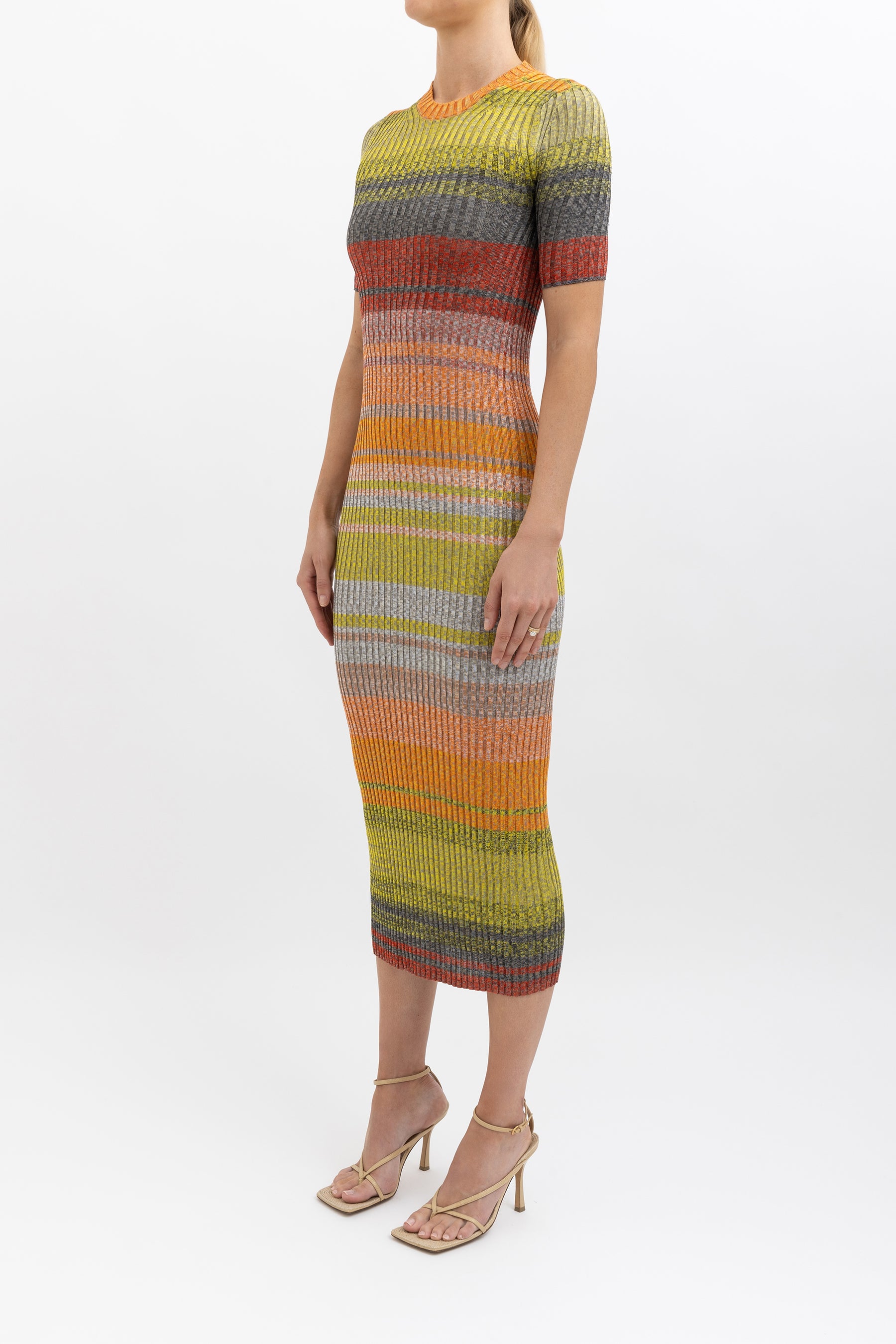 Brightside Striped Rib Knit Dress