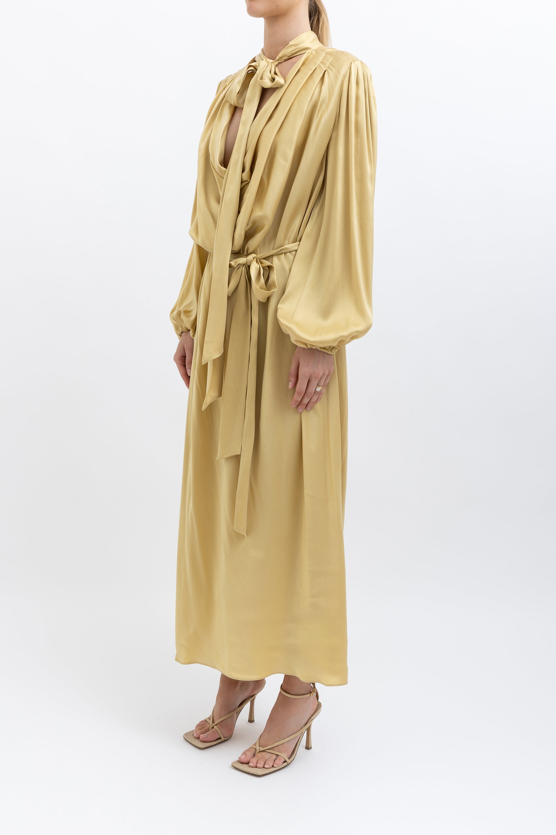 Cowl Tie Neck Maxi Dress