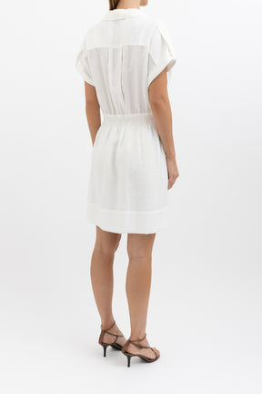 Twist-Front Twill Mini Shirt Dress