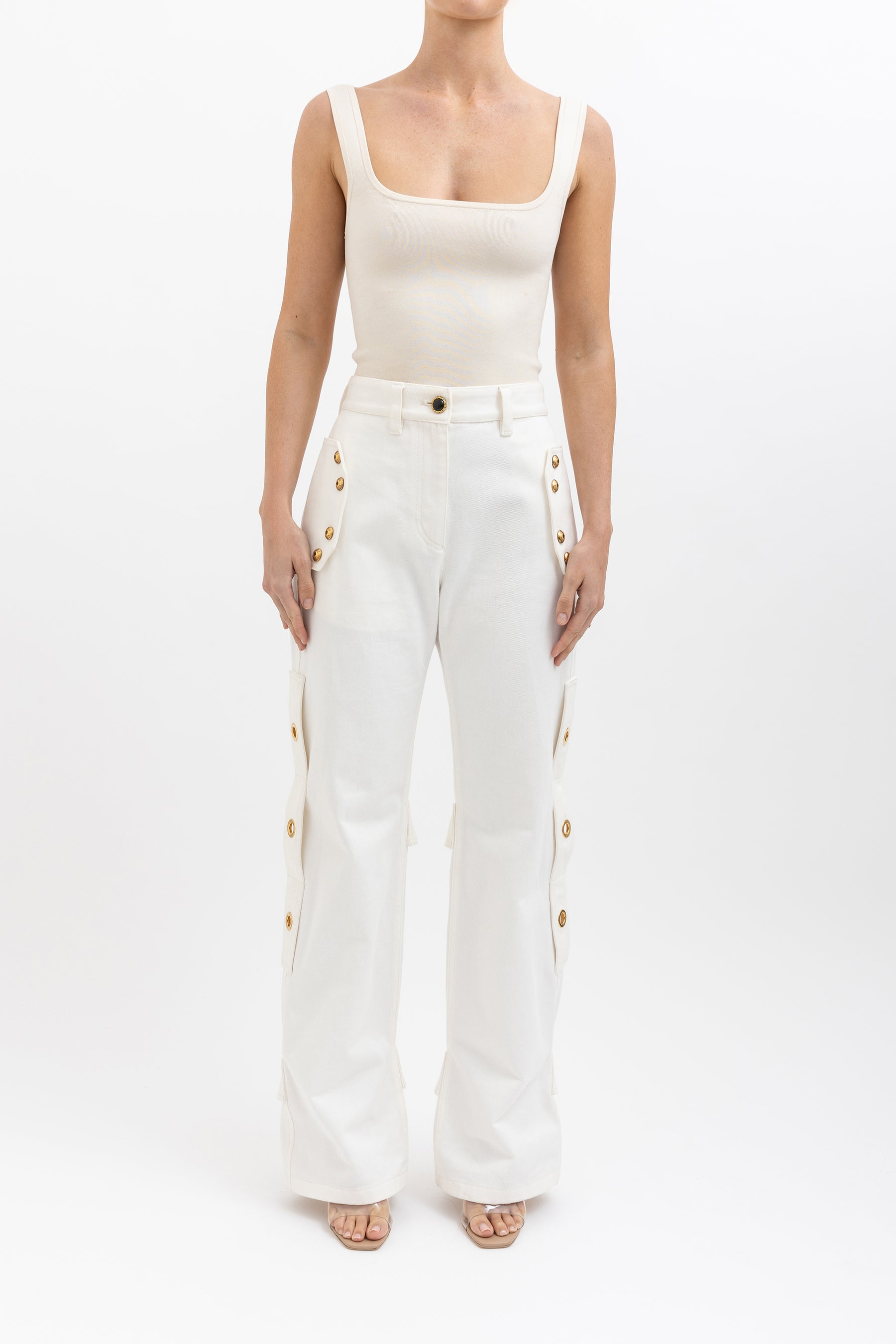 Gold Eyelet Cargo Jeans