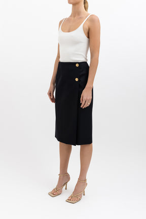 Midi Skirt With Gold Tone Hardware