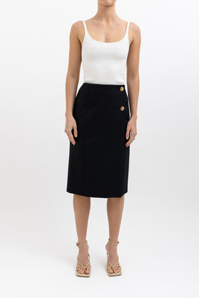 Midi Skirt With Gold Tone Hardware