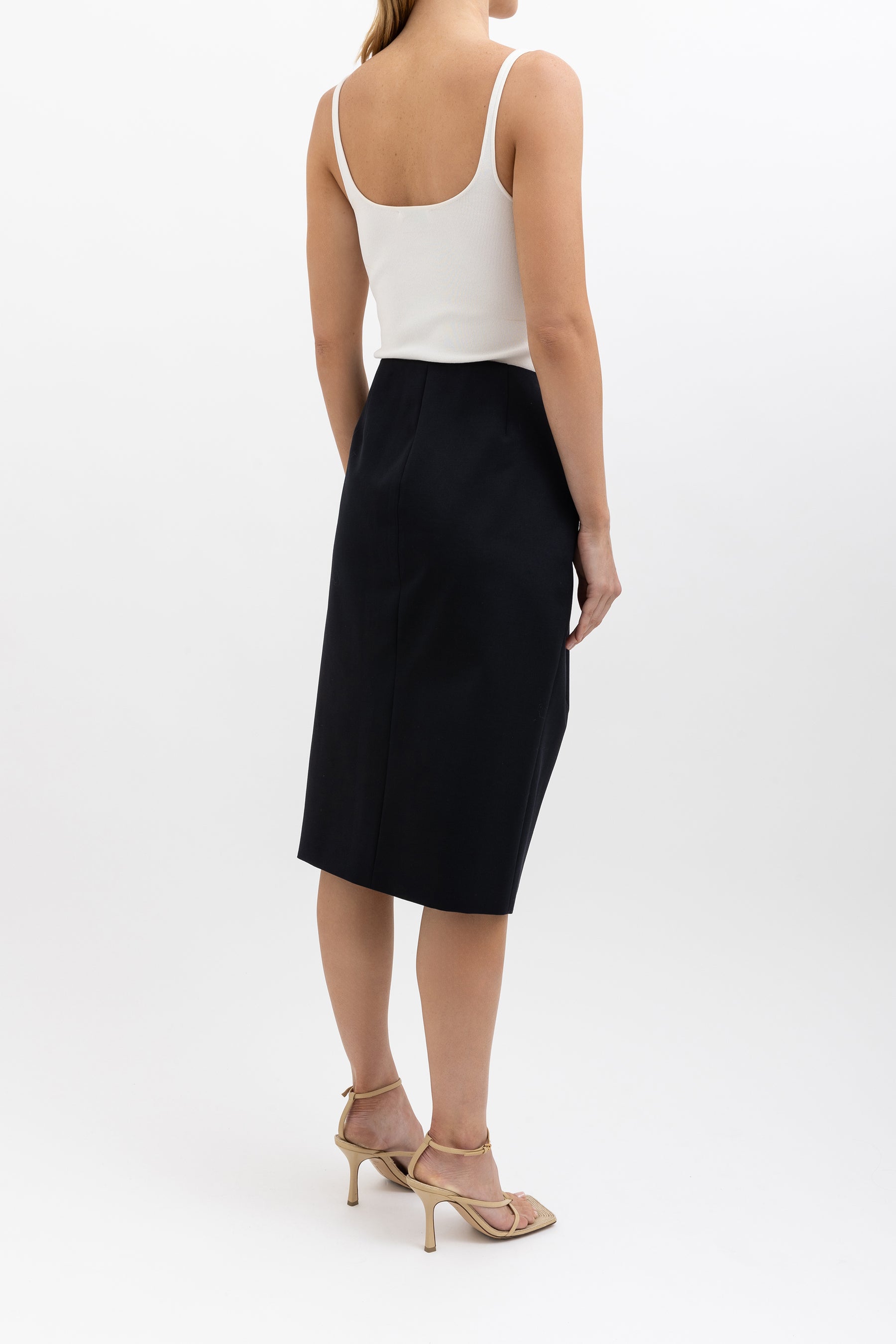 Midi Skirt With Gold Tone Hardware