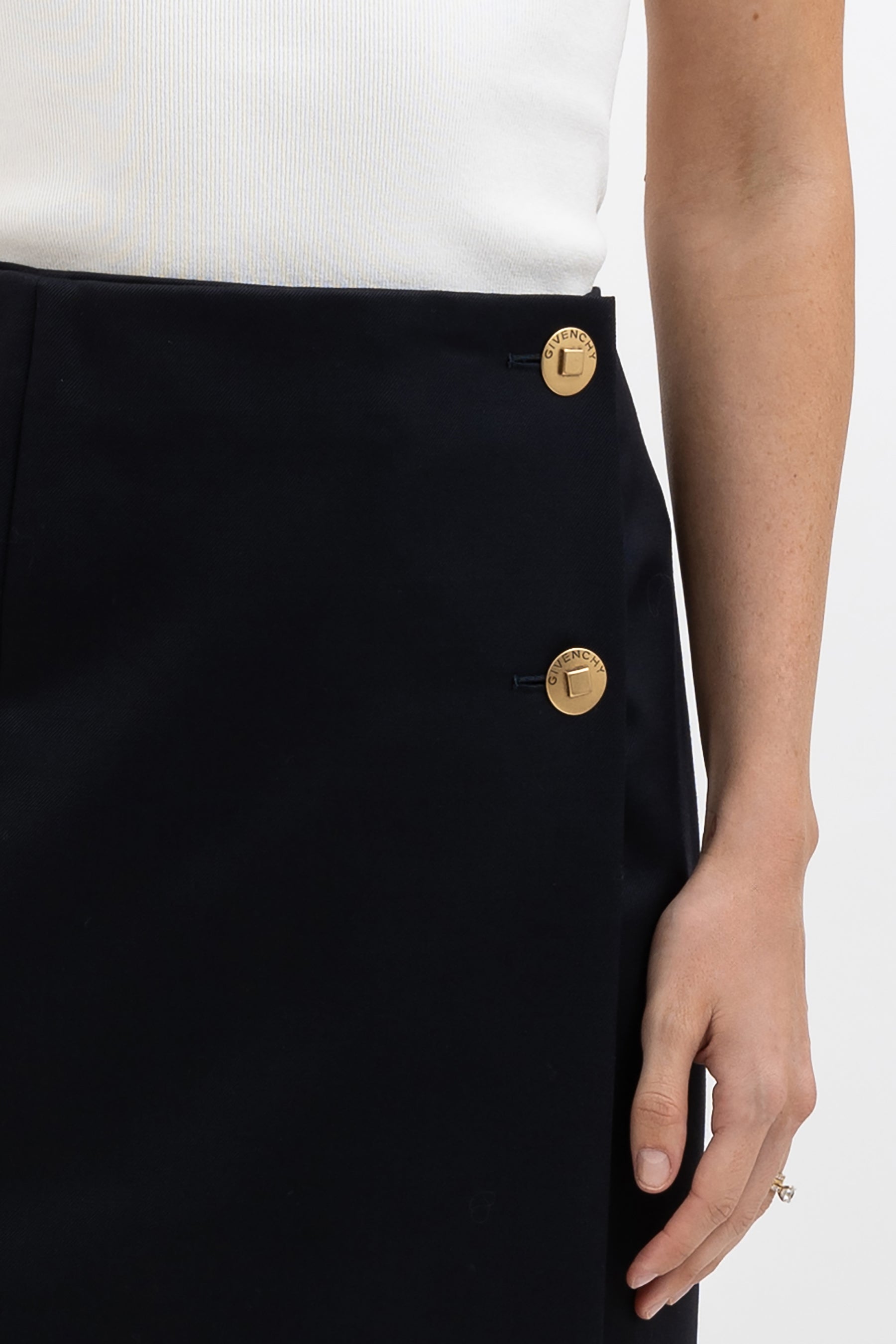 Midi Skirt With Gold Tone Hardware