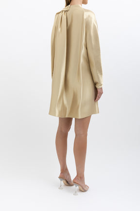 Draped Silk-Blend Lamé Mini Dress