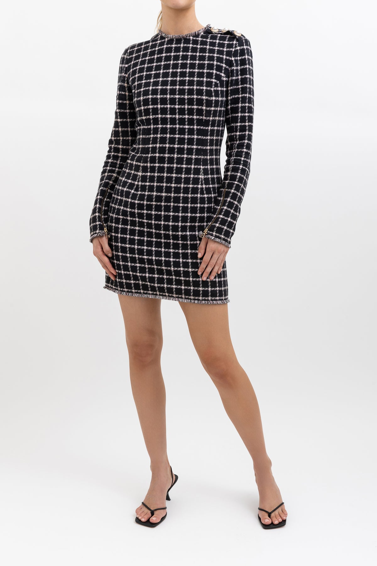 Corey Check Long Sleeve Mini Dress