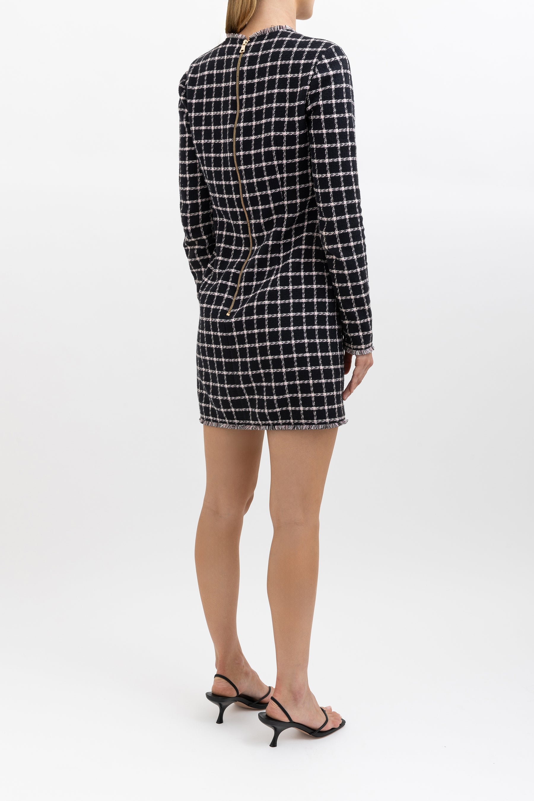 Corey Check Long Sleeve Mini Dress