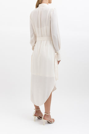 Zimmermann Ivory Midi Dress with Tie and Slip