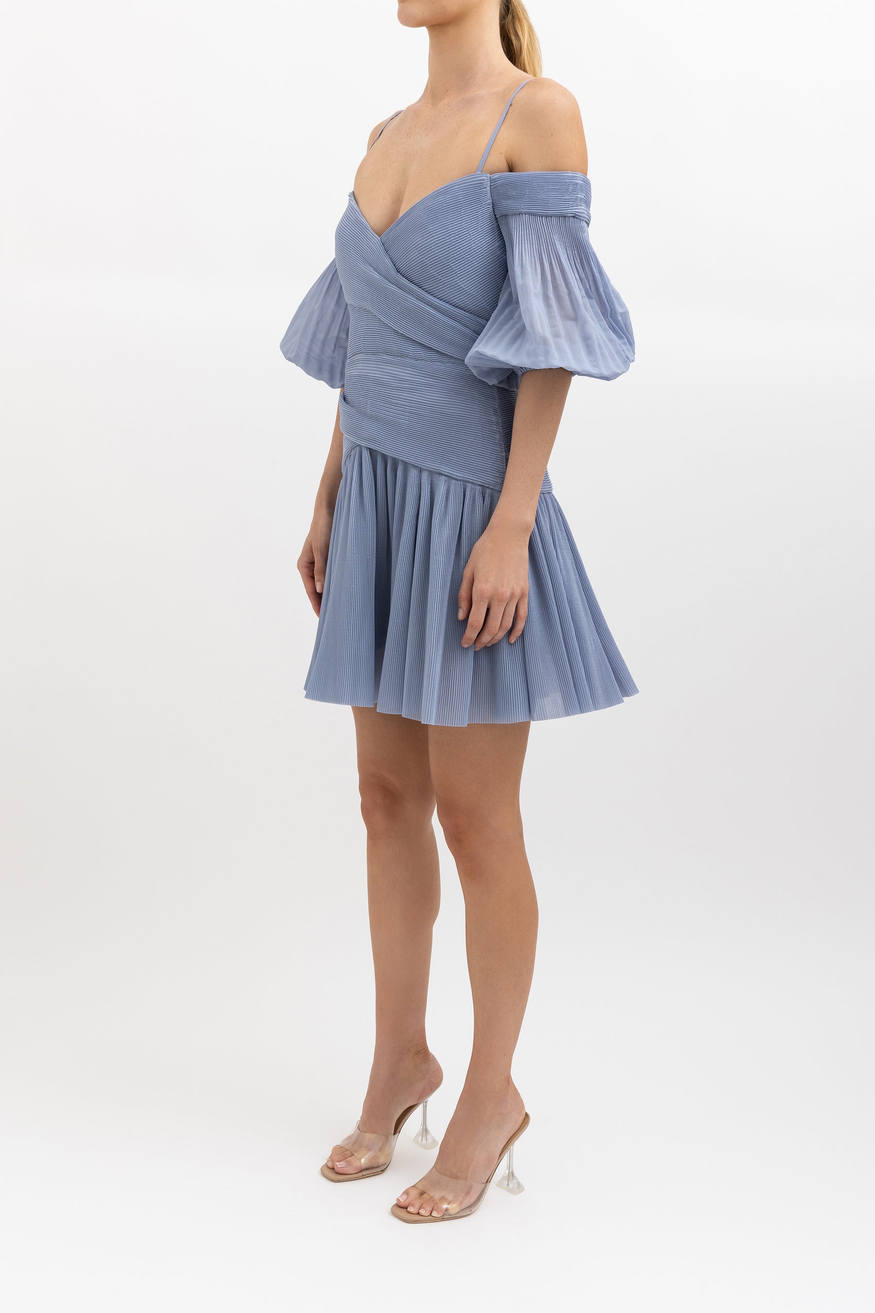 Pleated Chiffon Mini Dress