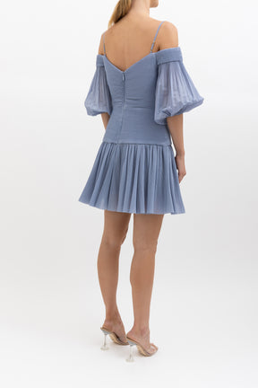 Pleated Chiffon Mini Dress