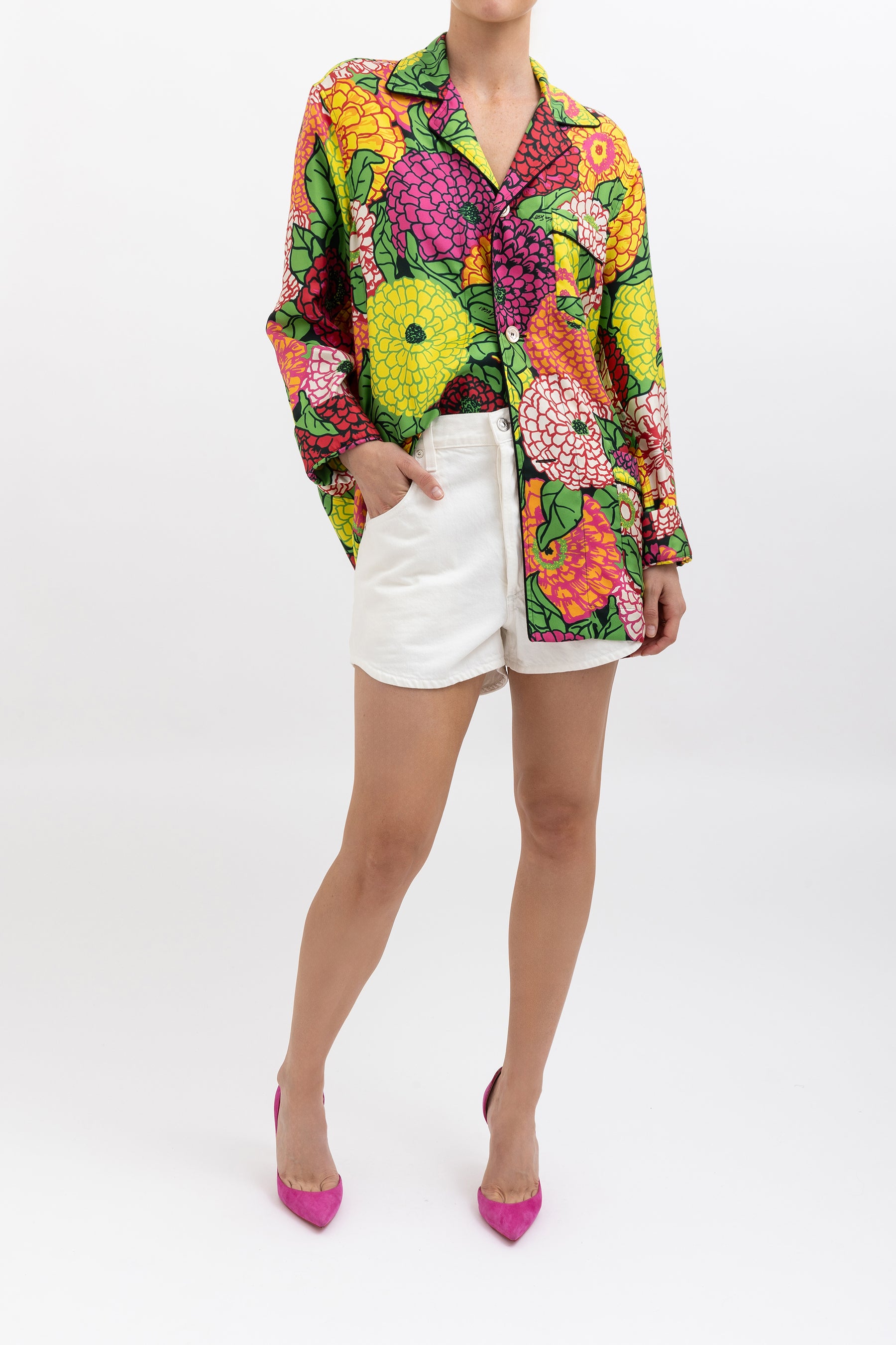 Silk Floral Pyjama Style Shirt