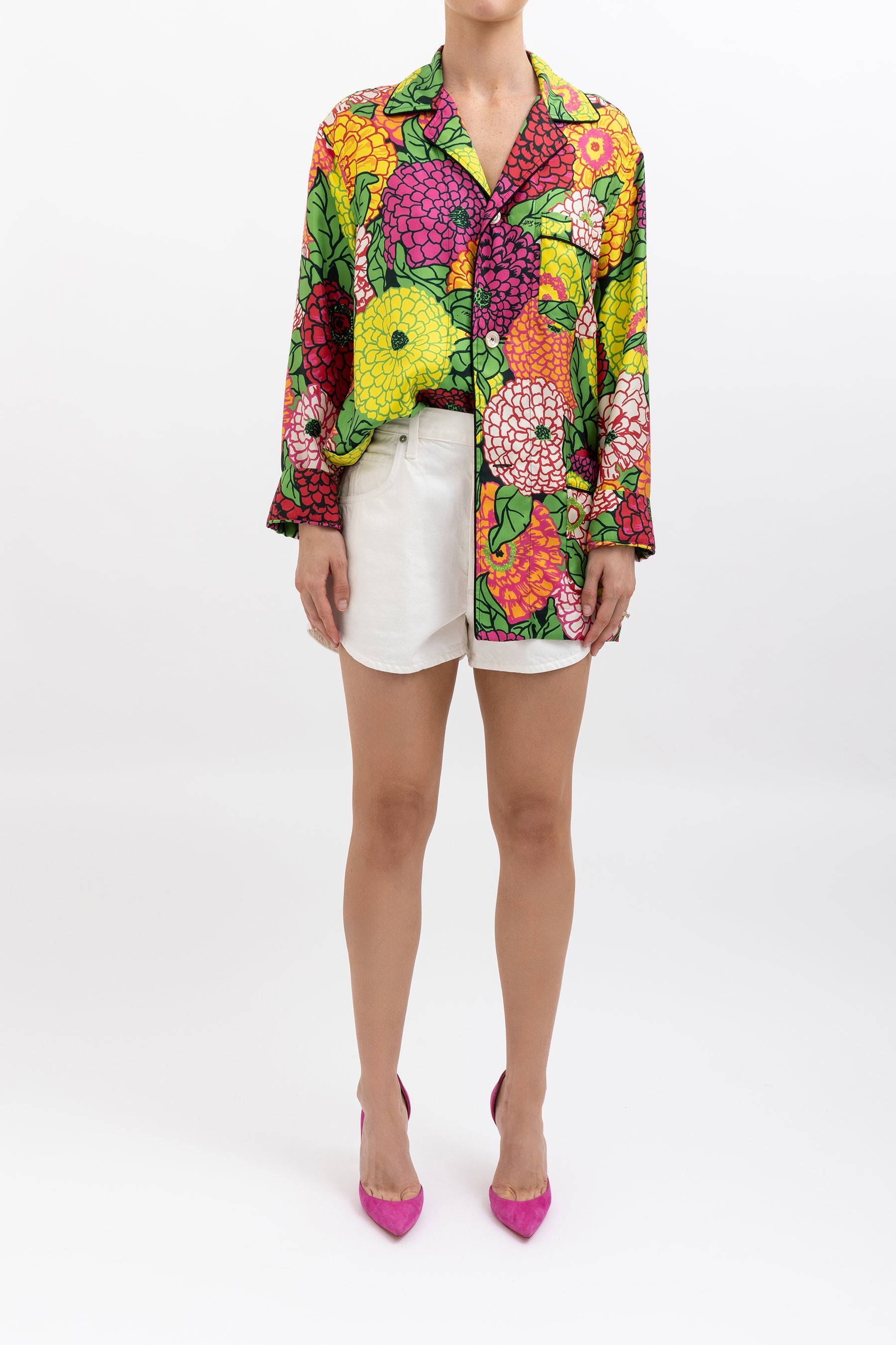 Silk Floral Pyjama Style Shirt