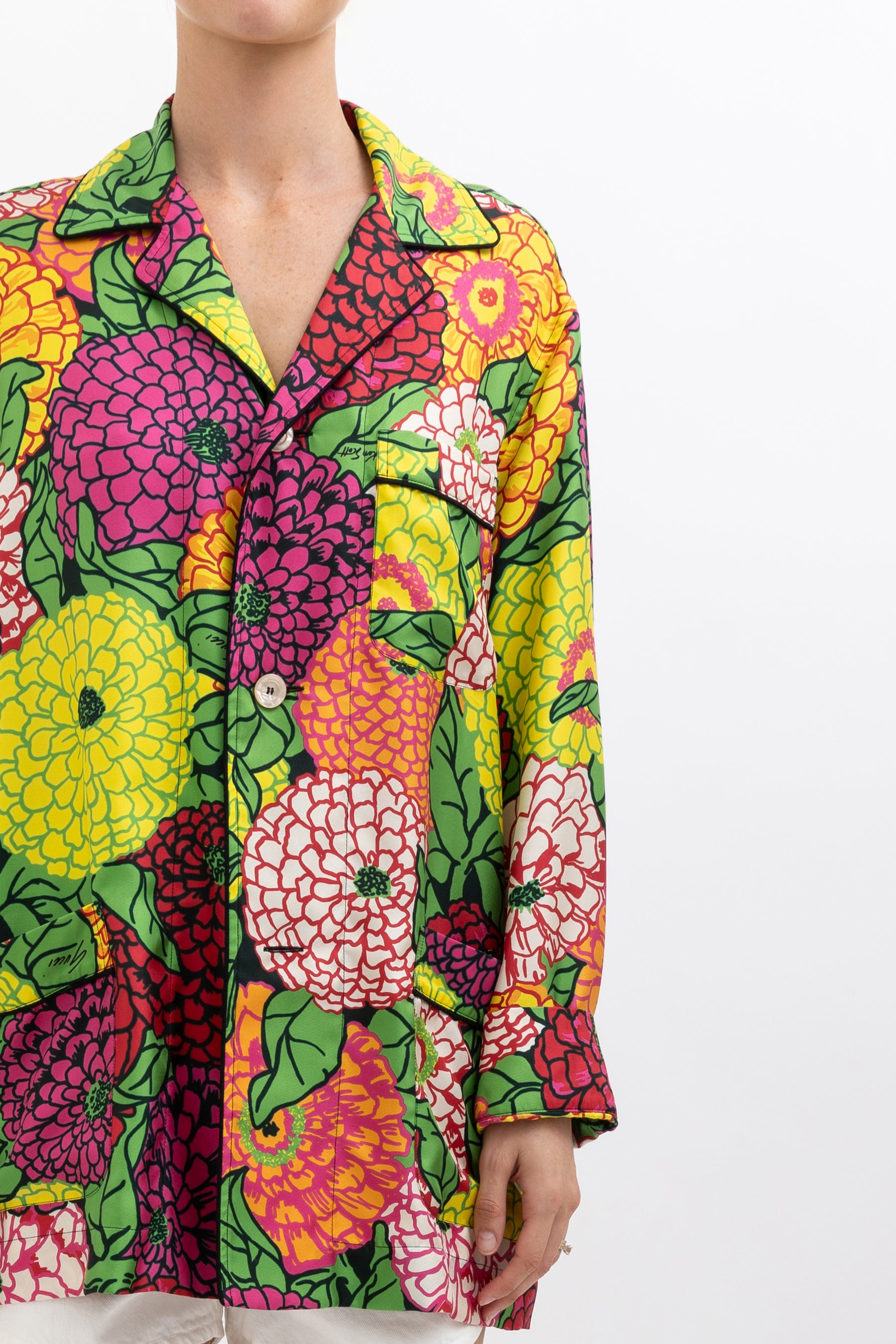 Silk Floral Pyjama Style Shirt