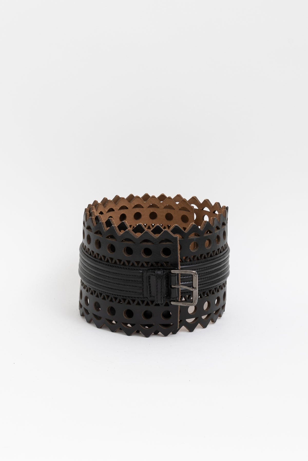 Laser Cut Wide Leather Belt