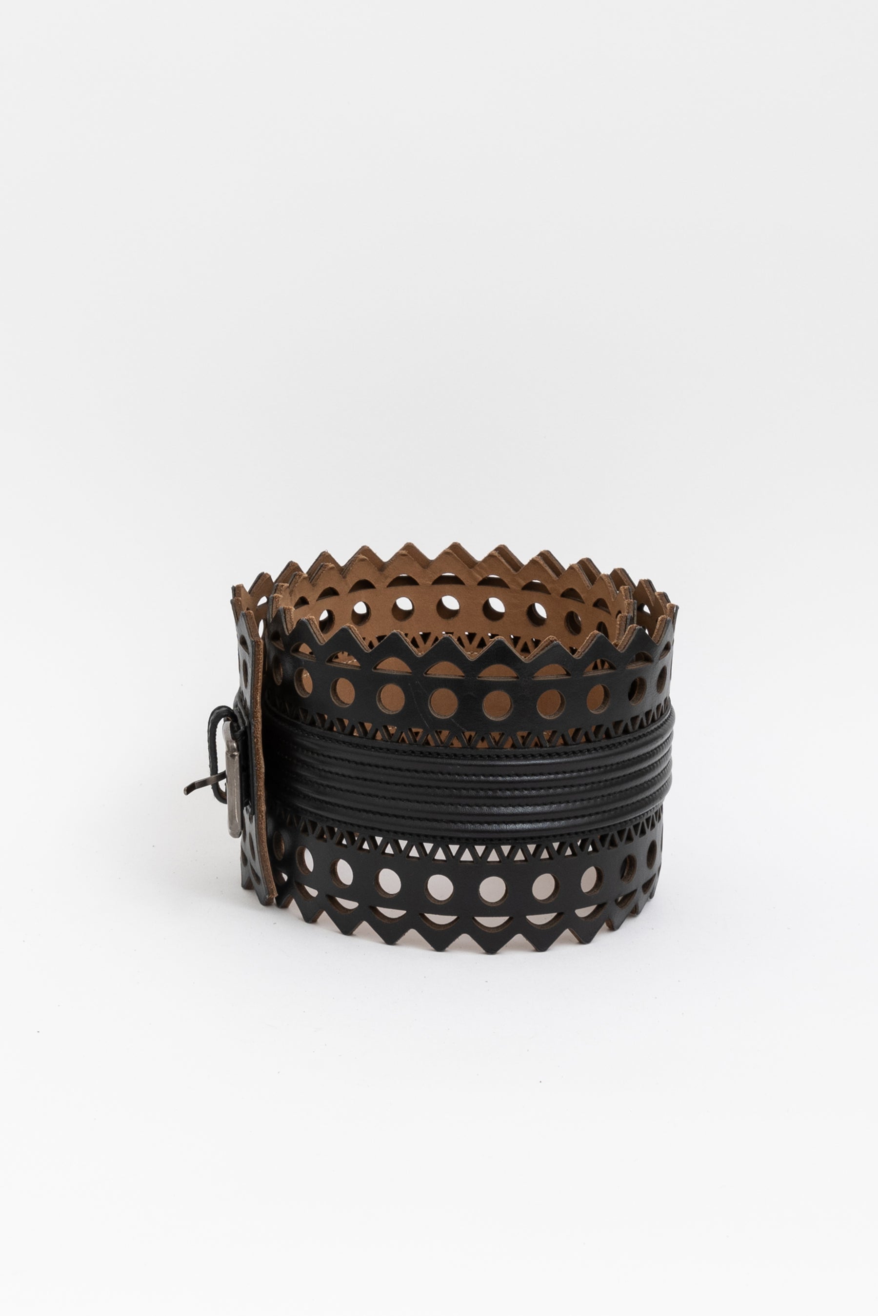 Laser Cut Wide Leather Belt