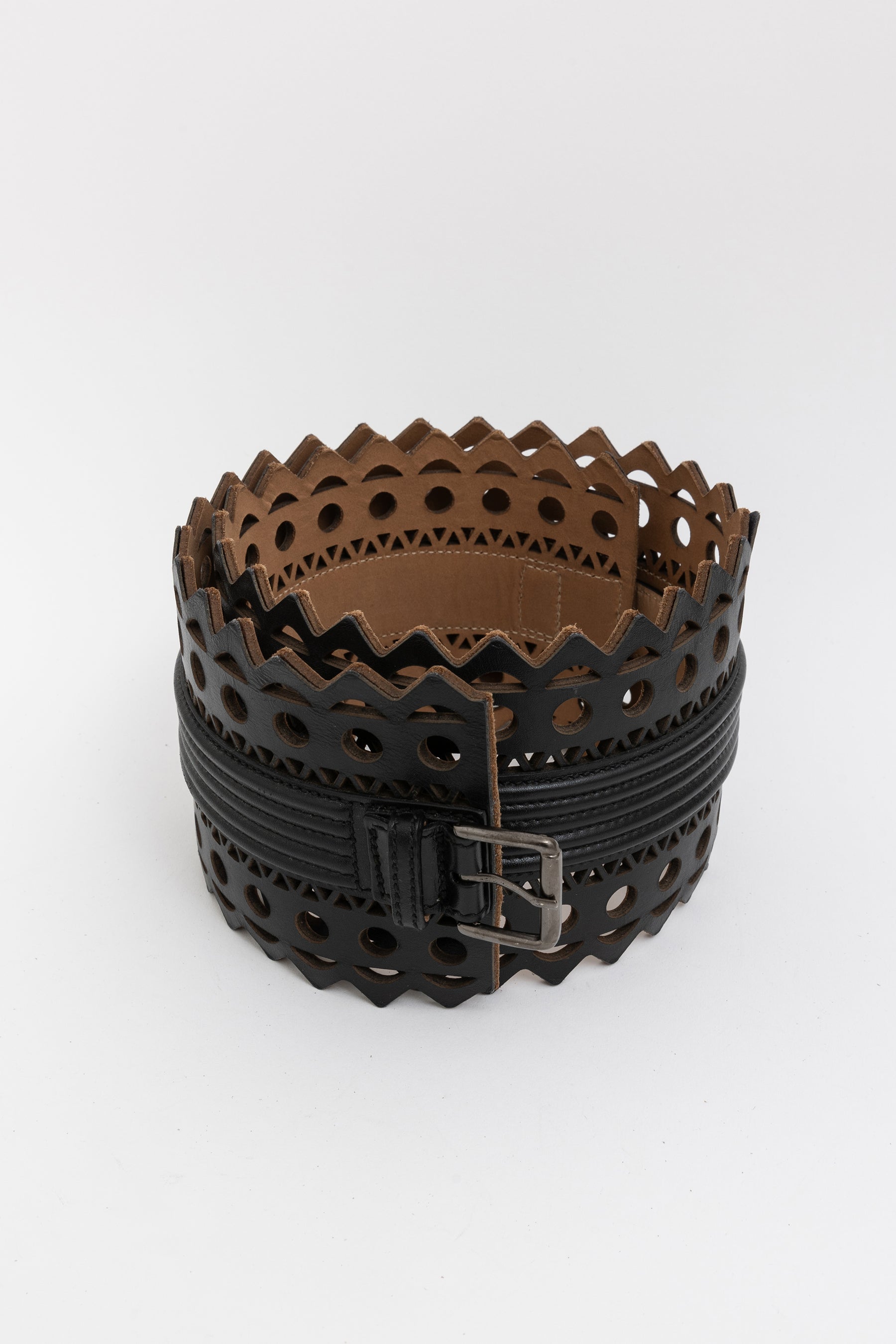 Laser Cut Wide Leather Belt