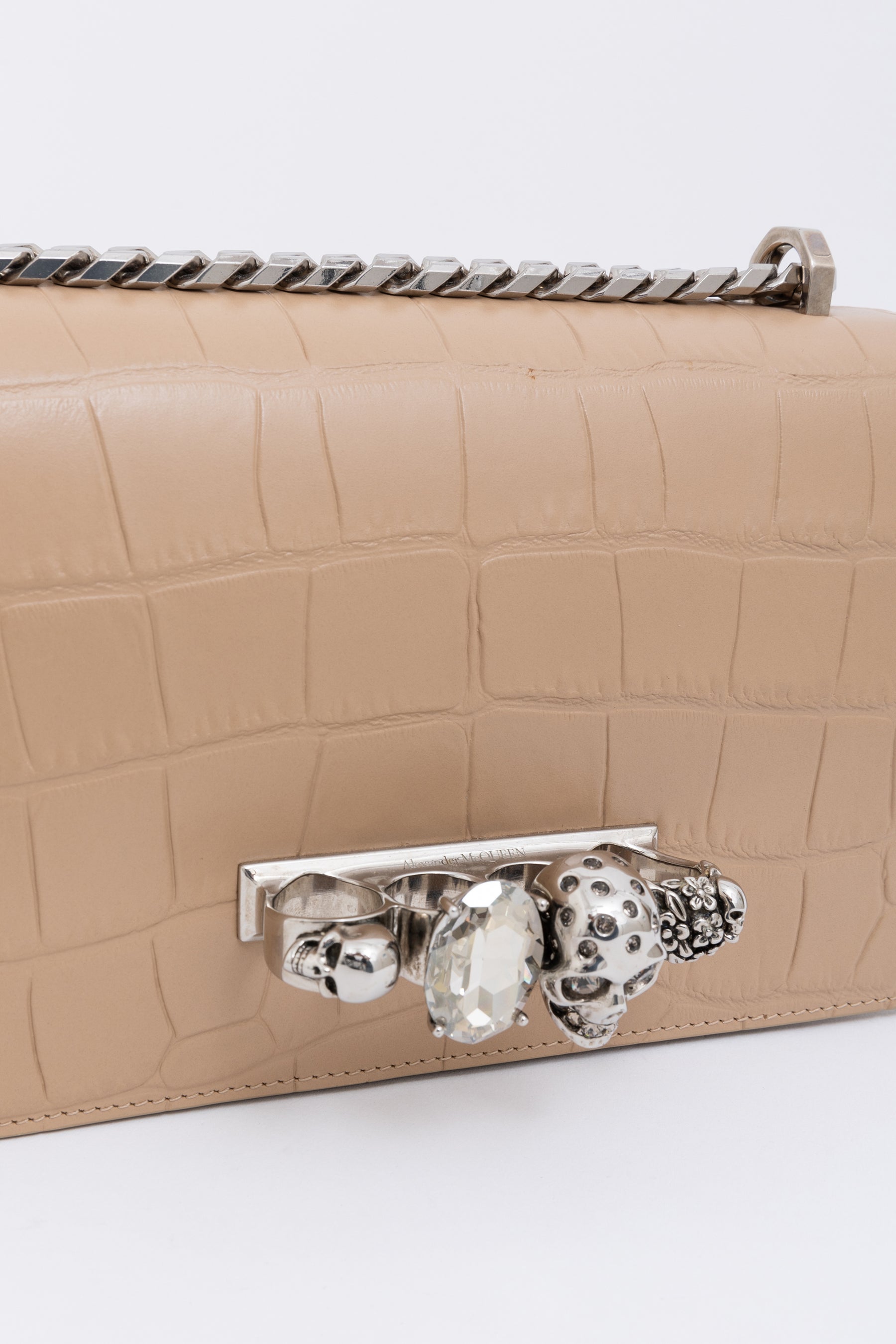 Croc Jewelled Knuckle Shoulder Bag