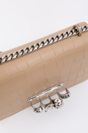 Croc Jewelled Knuckle Shoulder Bag