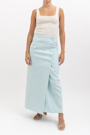 Button Front Midi Skirt