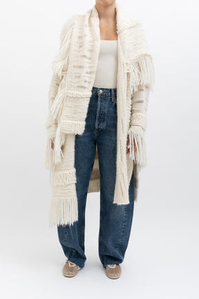 Asymmetric Fringed Cardigan