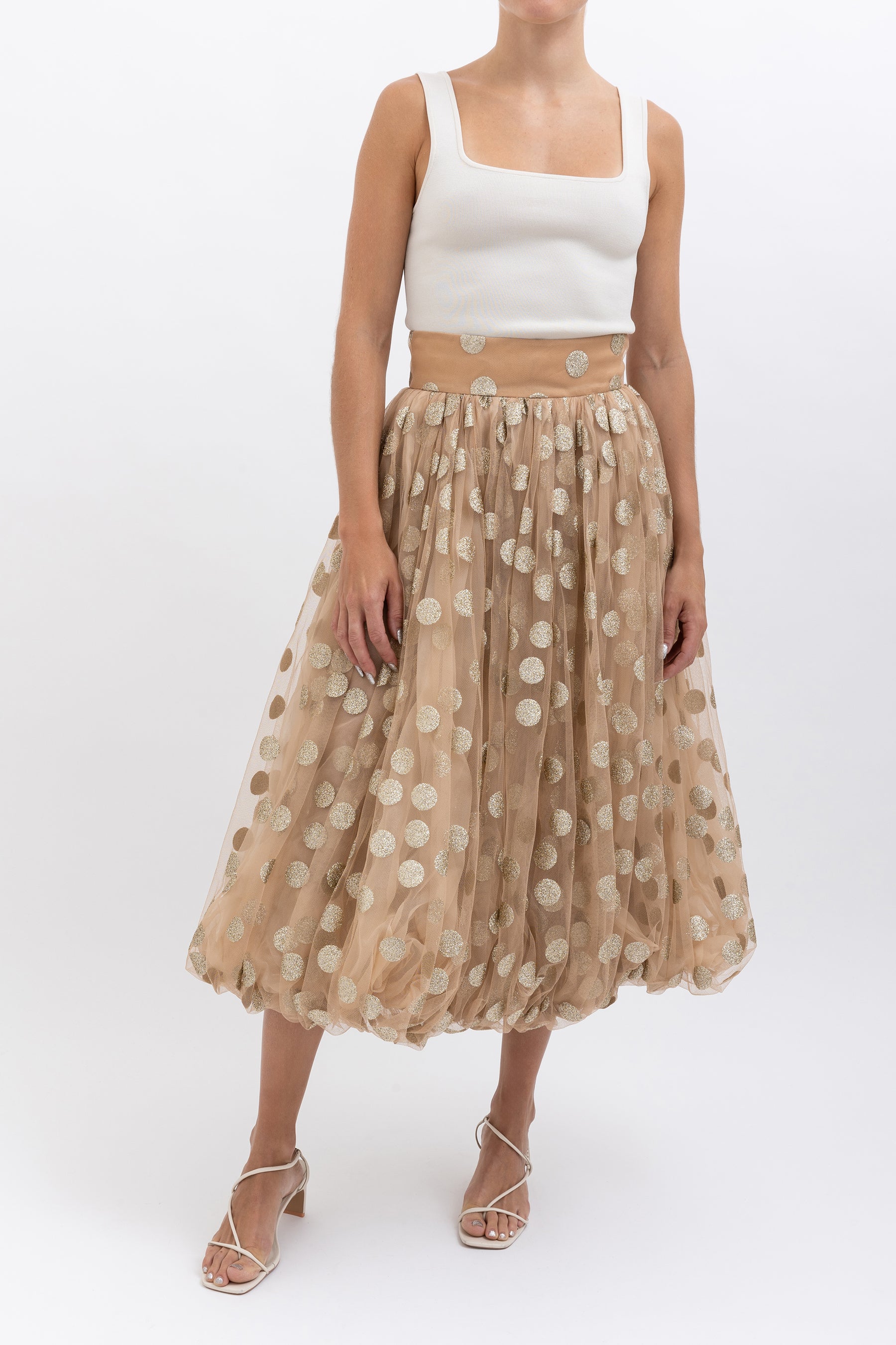 Gold Spot Tulle Bubble Skirt