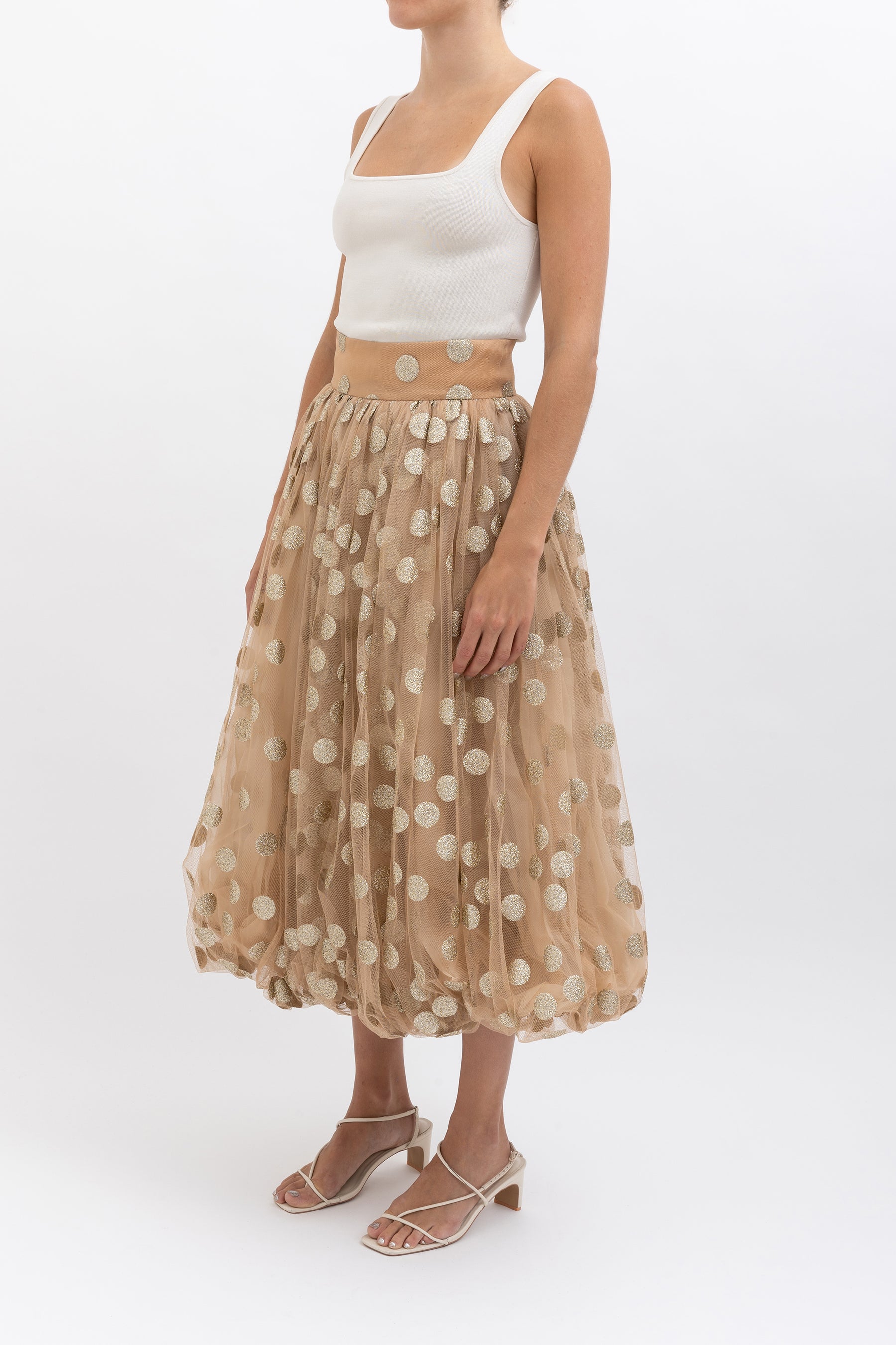 Gold Spot Tulle Bubble Skirt