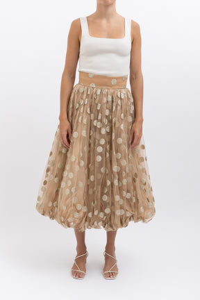 Gold Spot Tulle Bubble Skirt