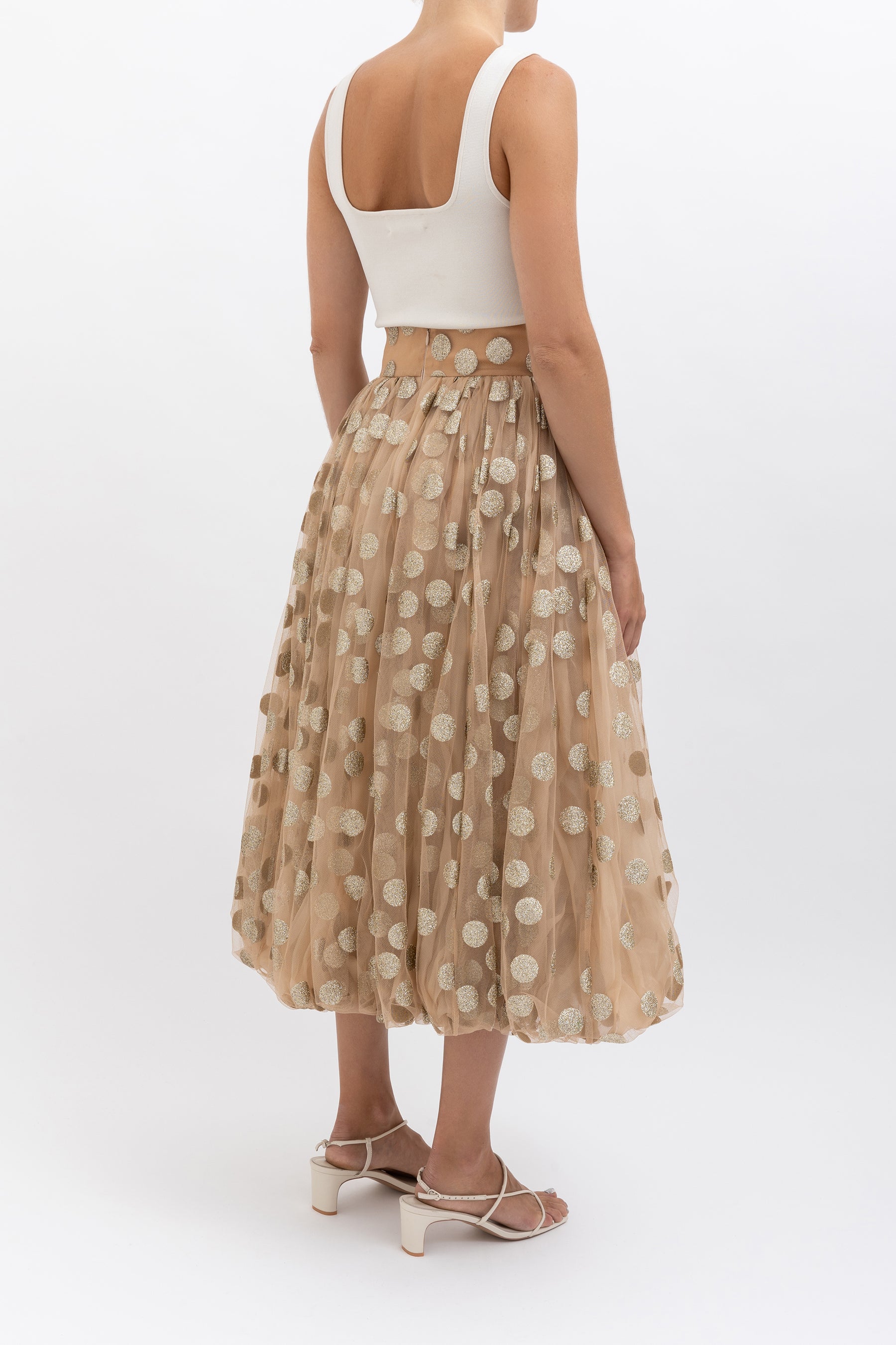 Gold Spot Tulle Bubble Skirt