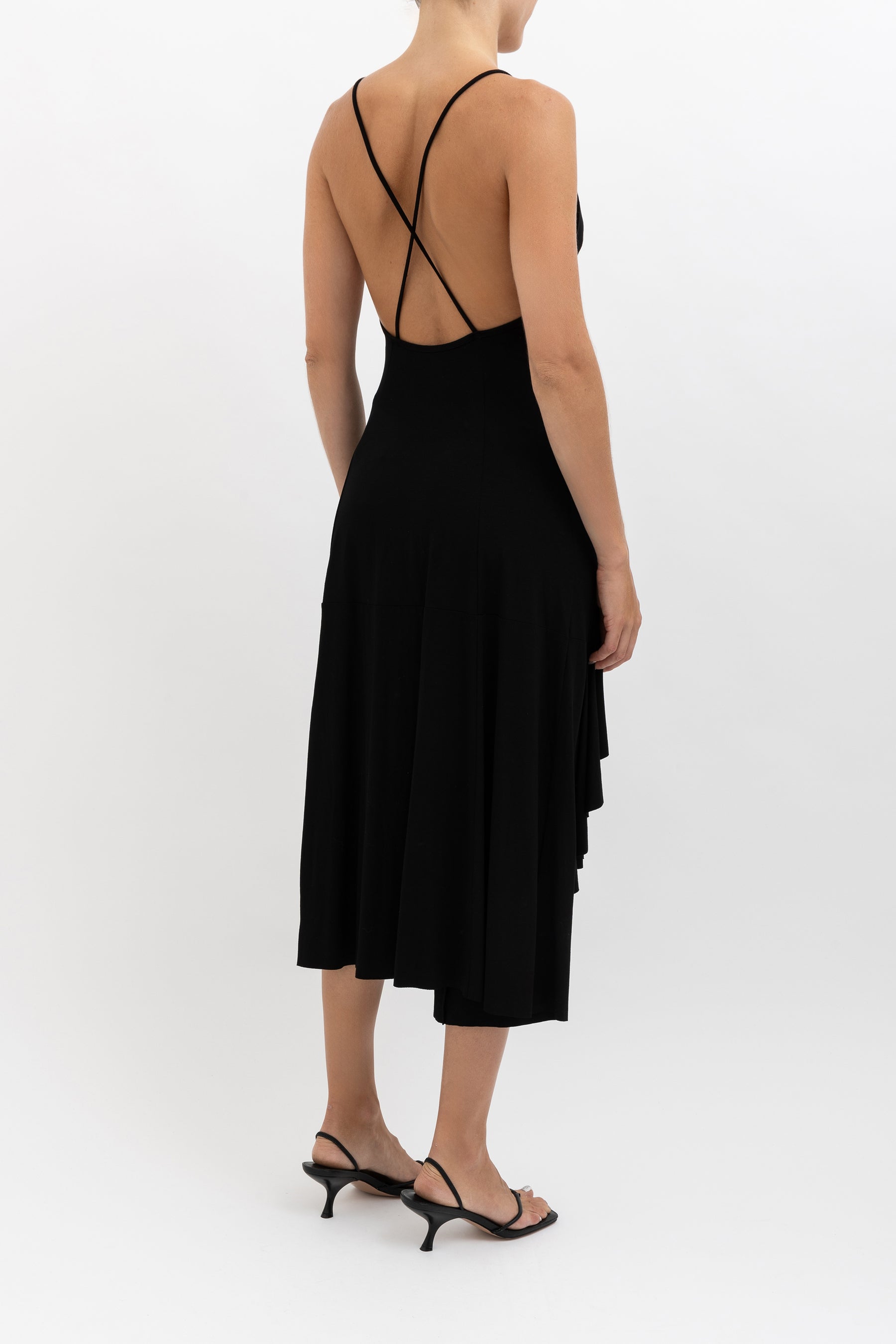 Strappy Ruffle Midi Dress