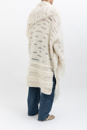 Asymmetric Fringed Cardigan