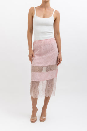 Sheer Lace Midi Skirt