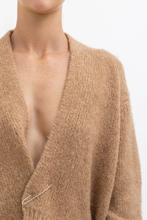 Cardigan With Pin Camel