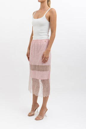 Sheer Lace Midi Skirt