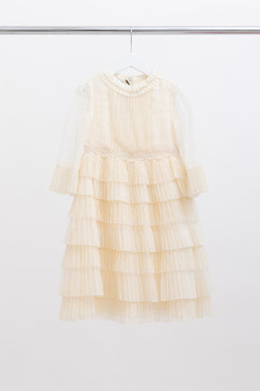 Kids Tiered Pleated Lace Dress