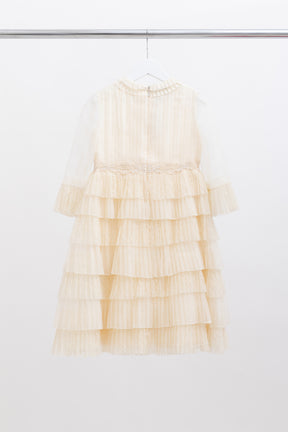 Kids Tiered Pleated Lace Dress