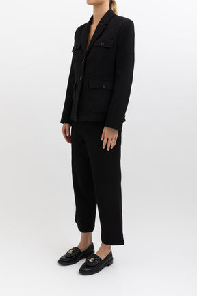 Textured Jacket And Cropped Pant Set