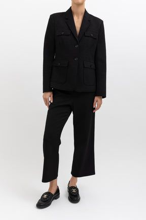 Textured Jacket And Cropped Pant Set