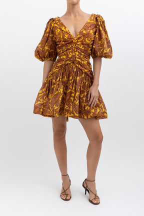 Paisley Ruched Front Mini Dress