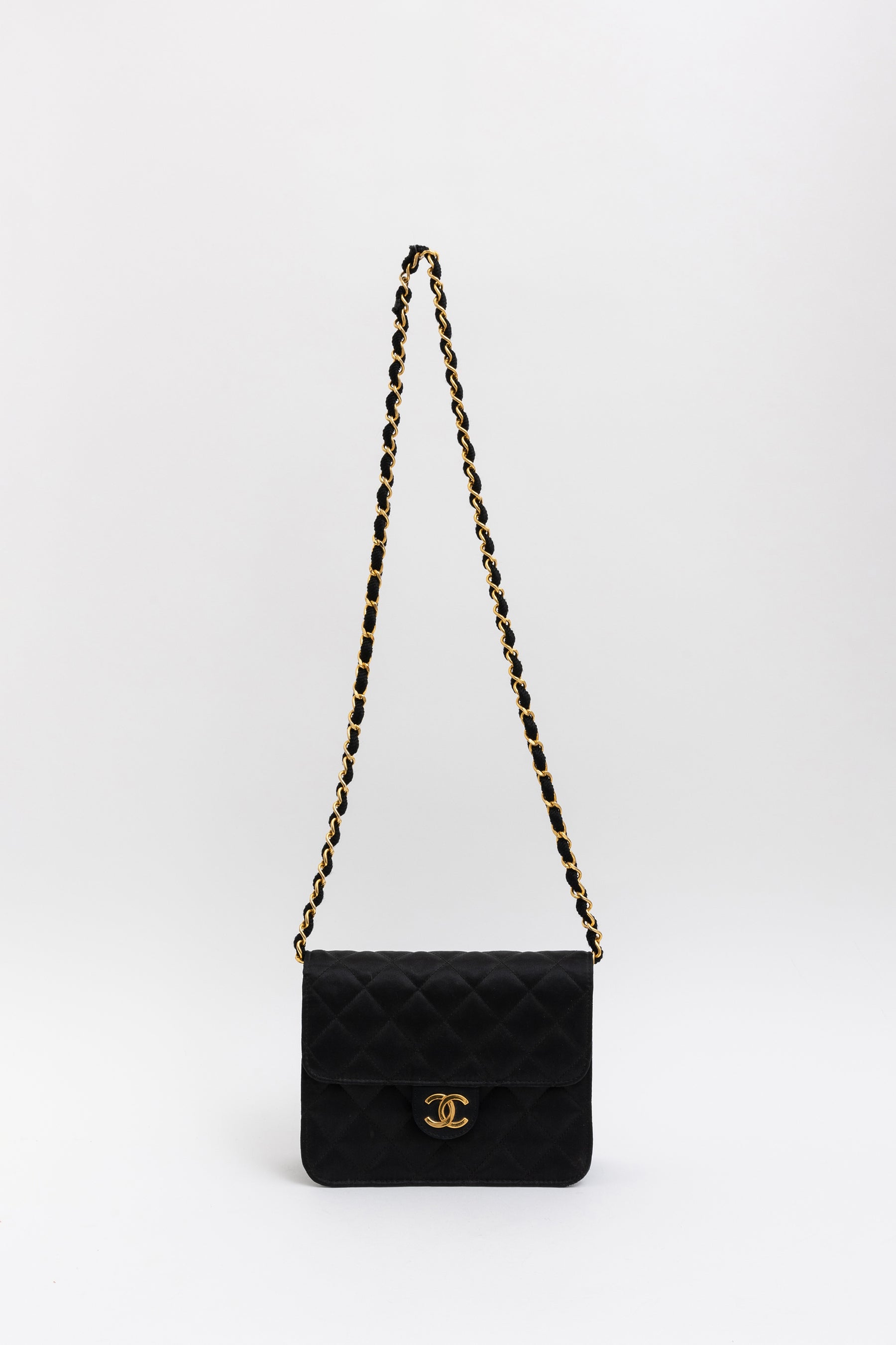 Vintage Mini Half Flap Bag Black And Gold