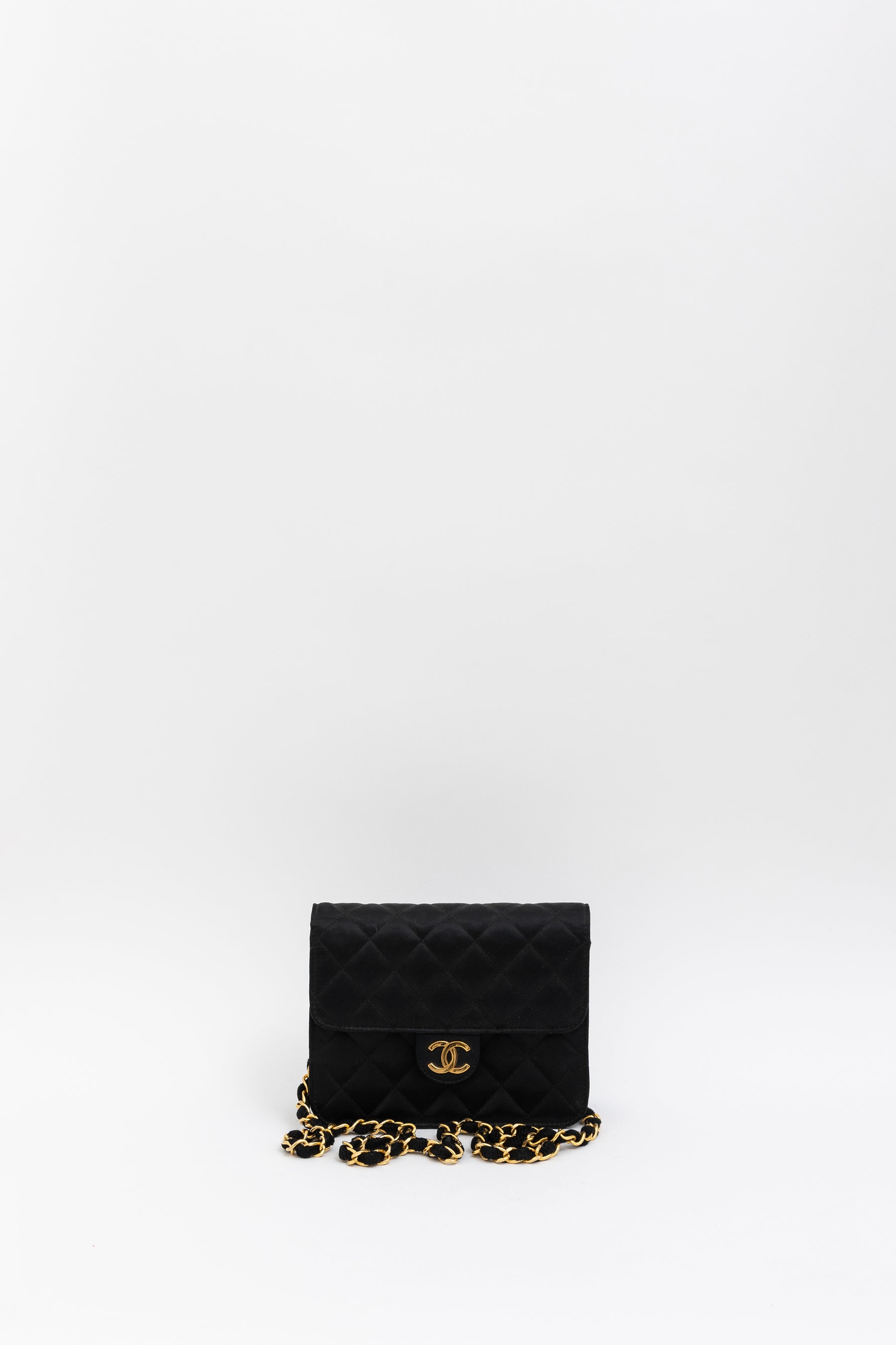 Vintage Mini Half Flap Bag Black And Gold