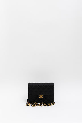 Vintage Mini Half Flap Bag Black And Gold