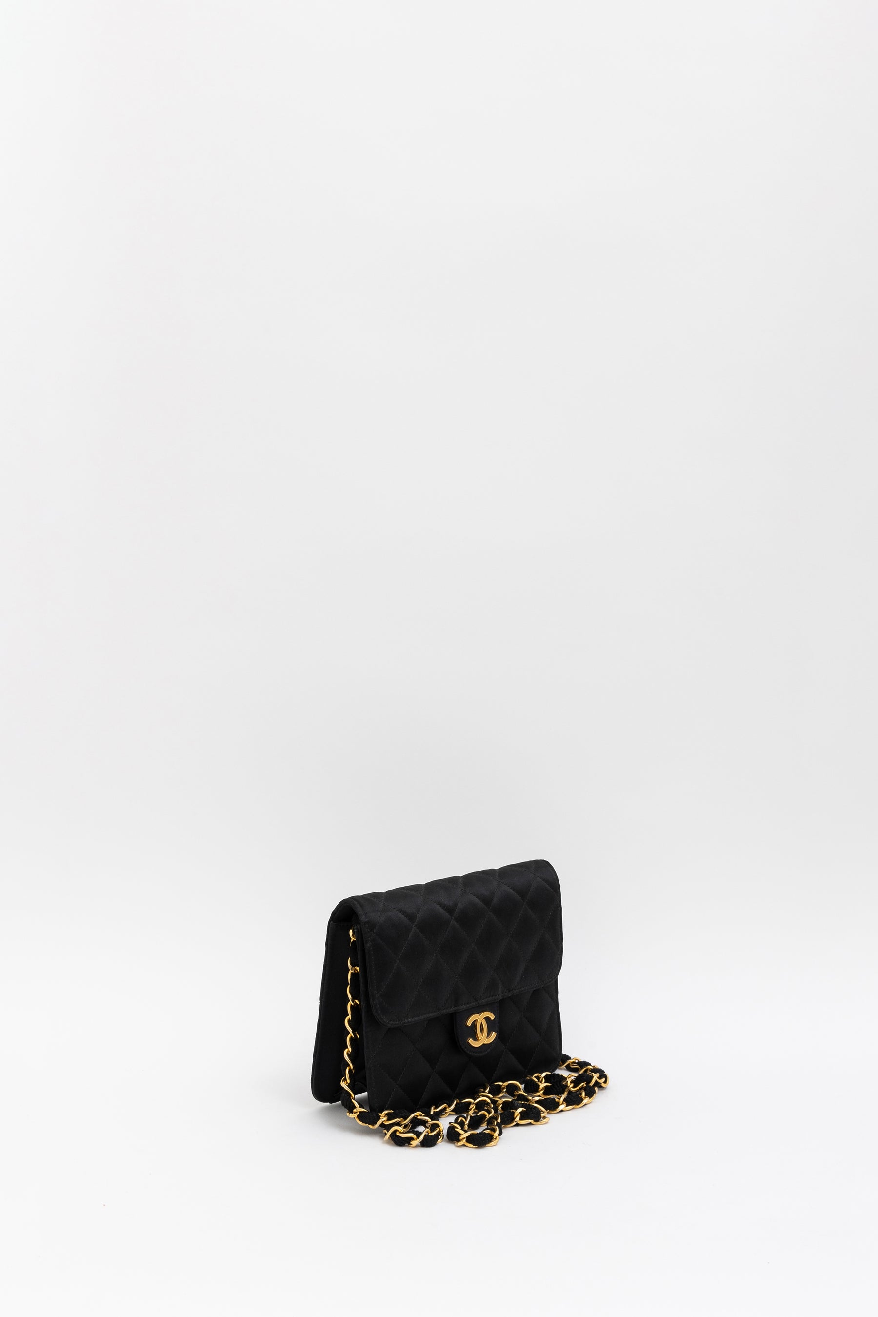 Vintage Mini Half Flap Bag Black And Gold