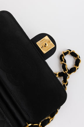 Vintage Mini Half Flap Bag Black And Gold