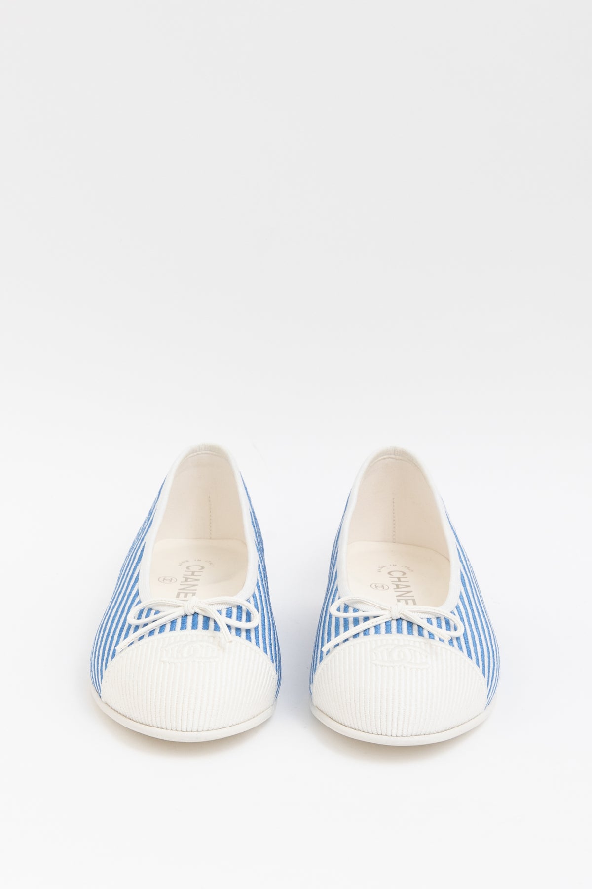 Striped Canvas Ballerinas