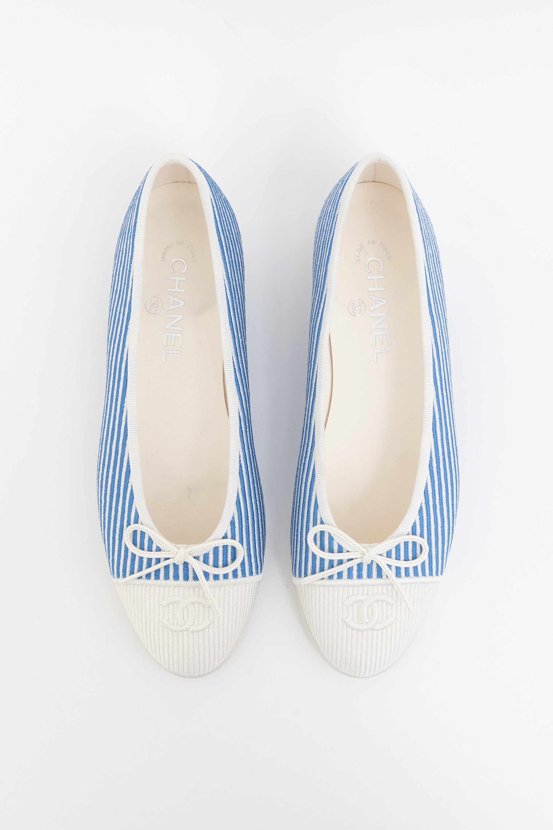 Striped Canvas Ballerinas