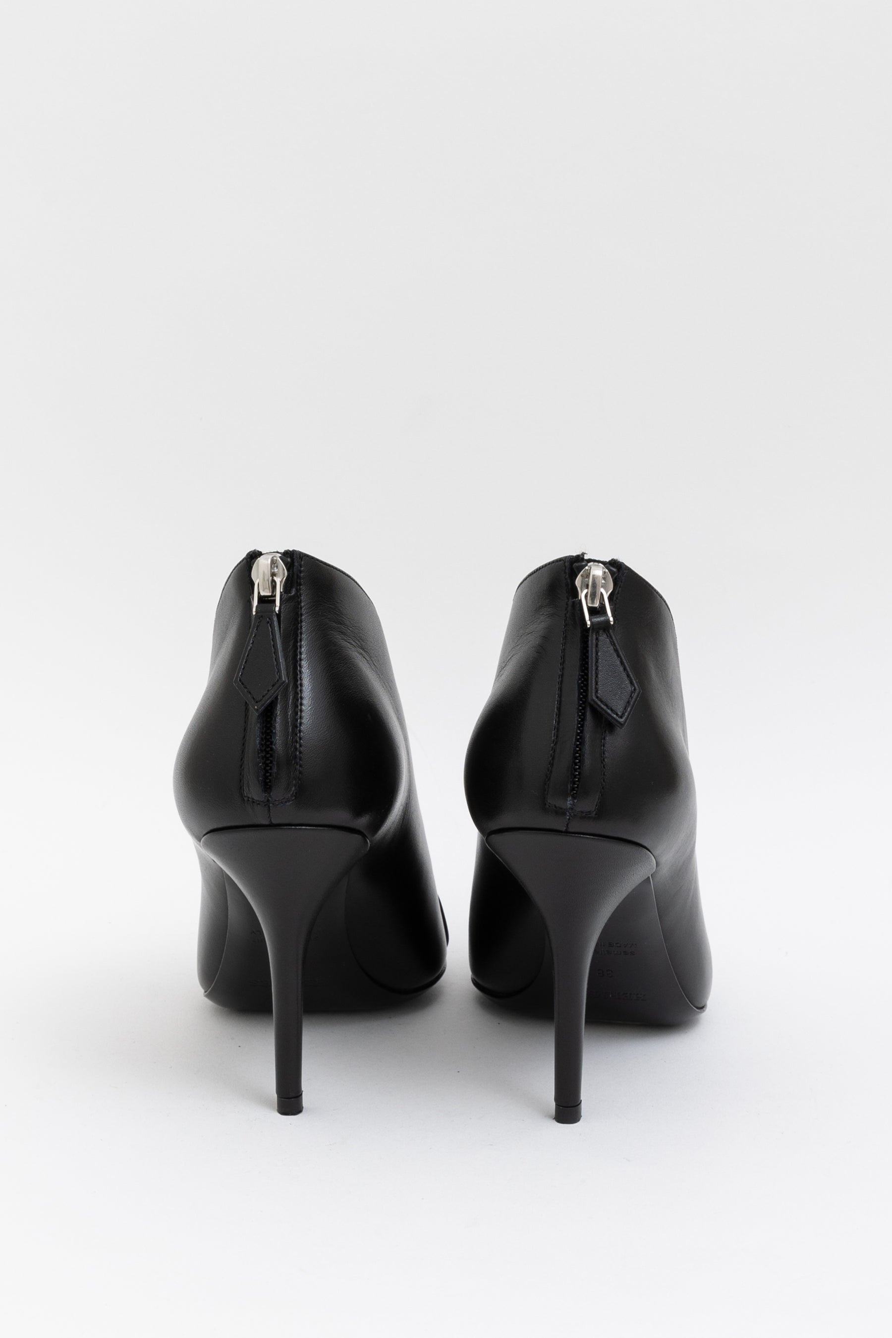 Hermès Black Pointed Leather Booties, 38