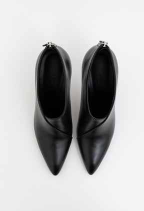 Hermès Black Pointed Leather Booties, 38